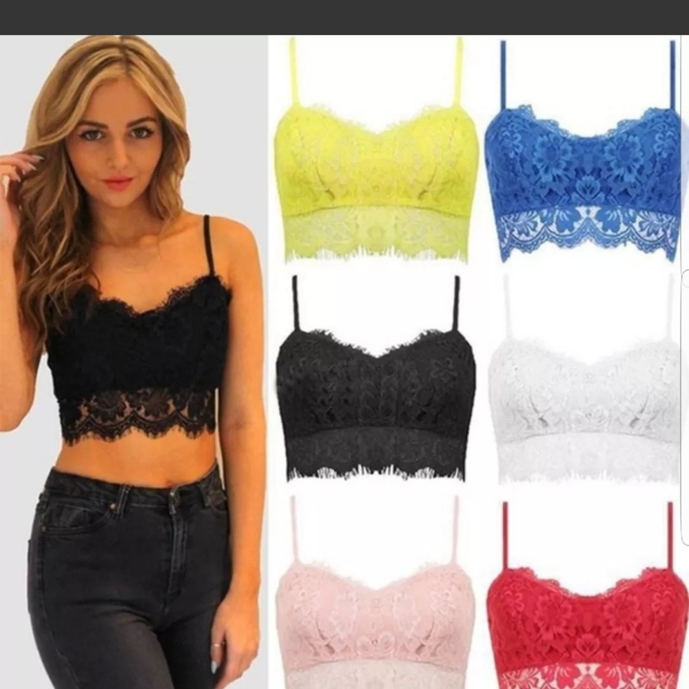 Womens size C lace Floral Bralette Crop Top (white